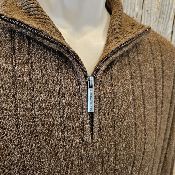 Geoffrey Beene Coffee Heather 1/4 Zip SOFT Size XL Popover EUC Winter Warm ^ - Picture 2 of 8